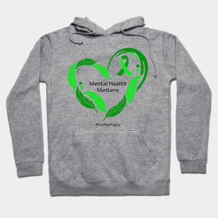 Mental health matters: feather heart, black type Hoodie